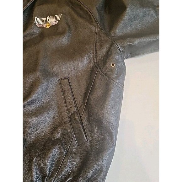 Vintage Burks Bay Leather Bomber Jacket Mens Large Black Member's Edition - Picture 10 of 10